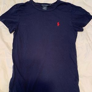 Dark navy crew t-shirt with red logo from Polo
